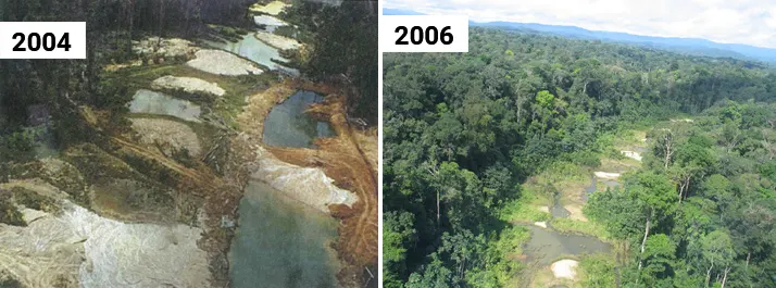 Vue comparative du site d’exploitation entre 2004 et 2006